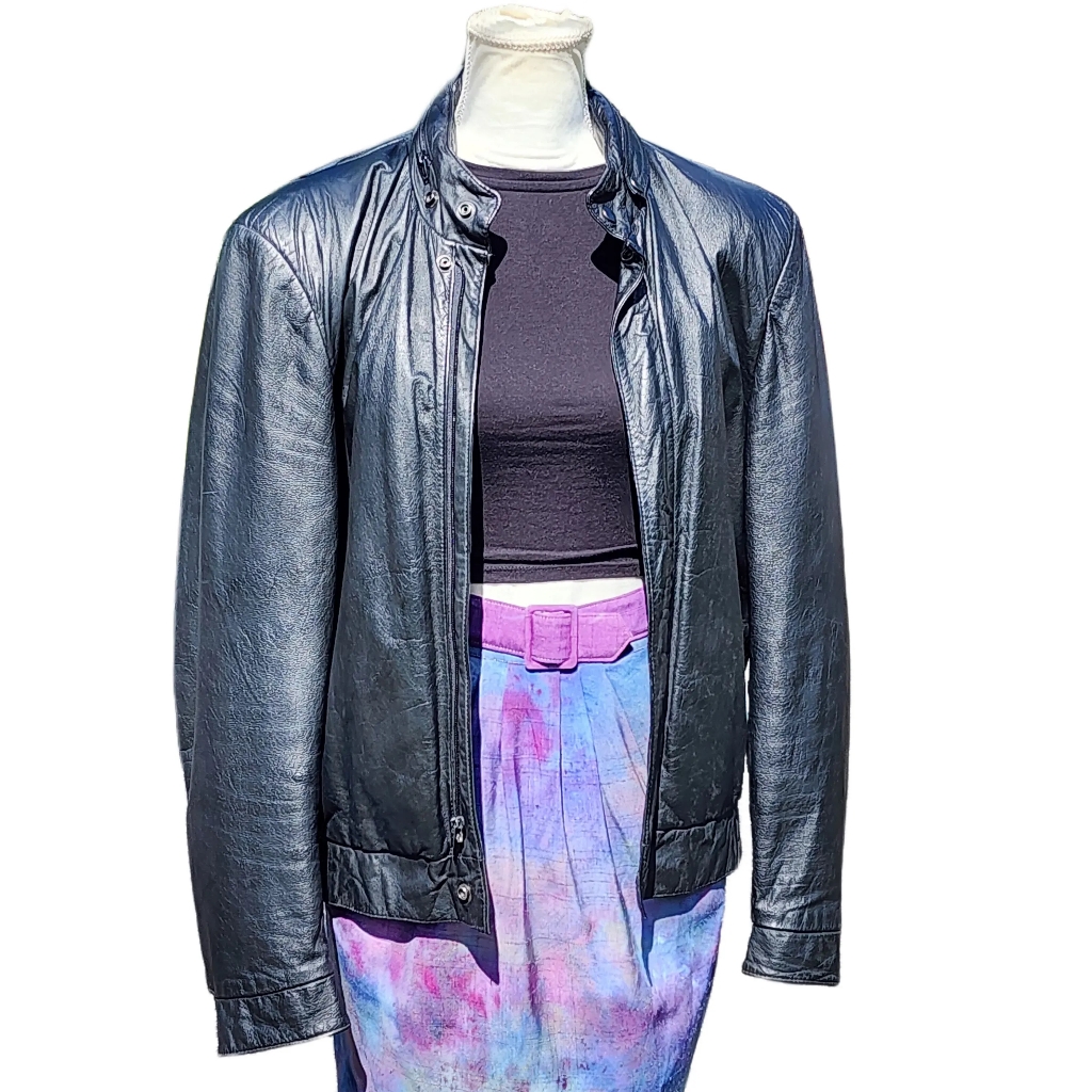 Cellini Collection Vintage Genuine Leather Bomber Motorcycle Style Jacket 40